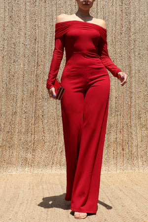 DD8564, Off Shoulder Knit Jumpsuit