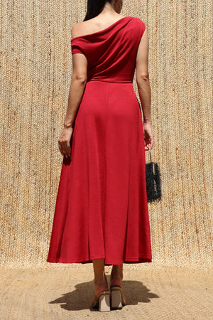 DD8552, V Neck Knit Ruched Midi Dress