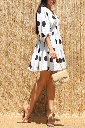 DD8520, Polka Dot Loose Fit Mini Dress