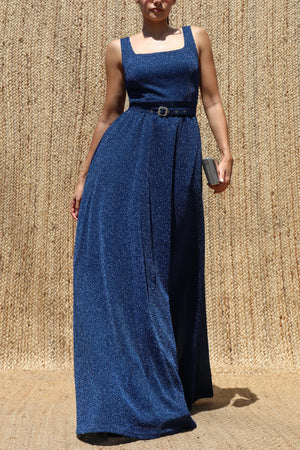 DD8631, Lurex Square Neck Maxi Dress