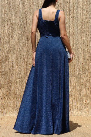 DD8631, Lurex Square Neck Maxi Dress