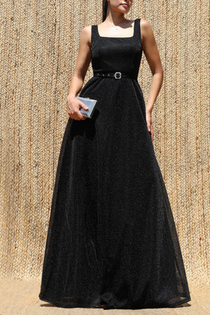 DD8631, Lurex Square Neck Maxi Dress