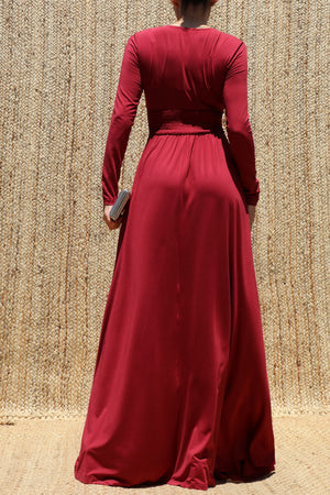DD8546, V Neck Maxi Dress