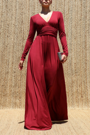 DD8546, V Neck Maxi Dress