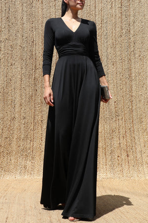 DD8546, V Neck Maxi Dress