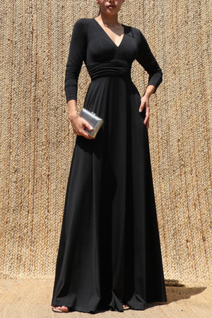 DD8546, V Neck Maxi Dress