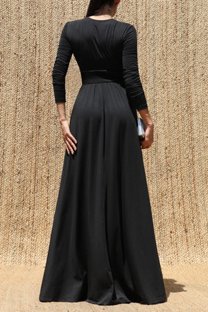 DD8546, V Neck Maxi Dress