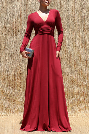 DD8546, V Neck Maxi Dress
