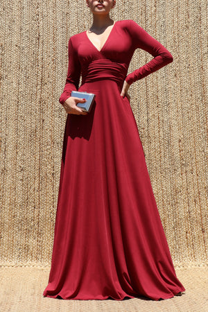 DD8546, V Neck Maxi Dress