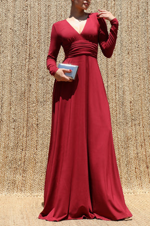 DD8546, V Neck Maxi Dress