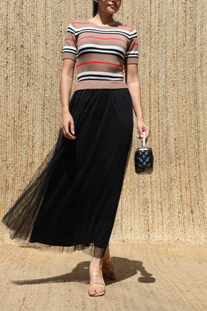 DD8539, Sweater Top Mesh Midi Dress