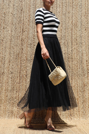 DD8539, Sweater Top Mesh Midi Dress