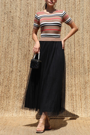 DD8539, Sweater Top Mesh Midi Dress