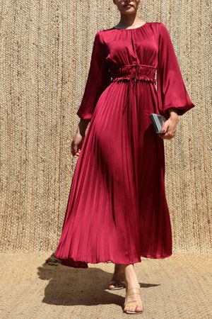 DD8687, Pleated Satin Midi Dress