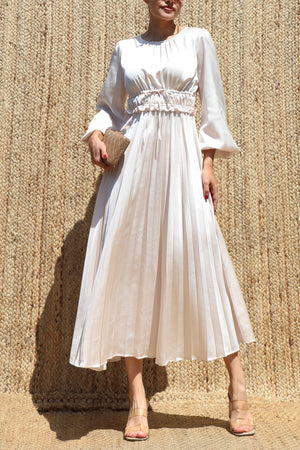 DD8687, Pleated Satin Midi Dress