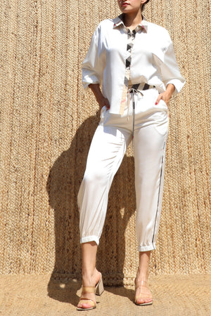 DD8690, Satin Shirt Top and Pants Set