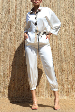 DD8690, Satin Shirt Top and Pants Set