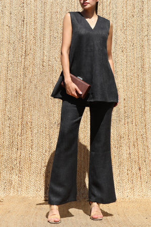 DD8696, Textured V Neck Top & Pant Set
