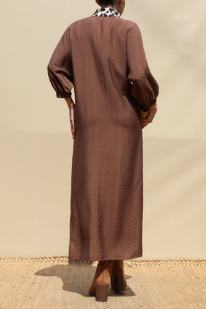 DD8704, Leopard Collar Loose Fit Shirt Dress