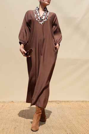 DD8704, Leopard Collar Loose Fit Shirt Dress