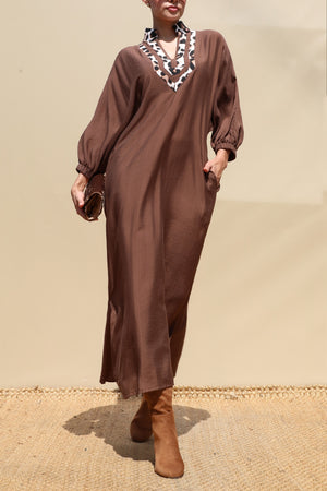 DD8704, Leopard Collar Loose Fit Shirt Dress