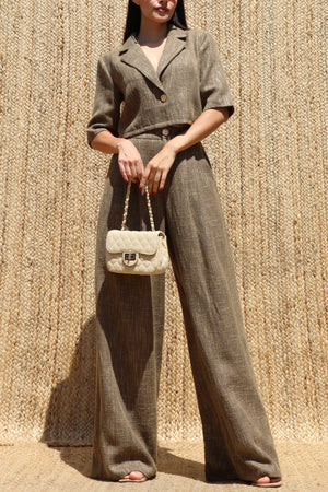 DD8677, Textured One Button Jacket & Pants Set