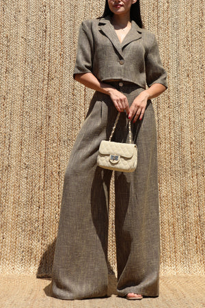 DD8677, Textured One Button Jacket & Pants Set