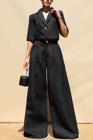 DD8677, Textured One Button Jacket & Pants Set