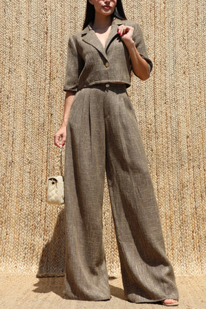 DD8677, Textured One Button Jacket & Pants Set