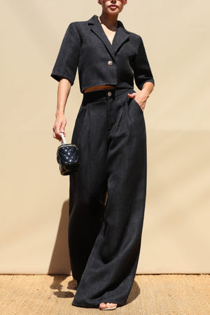 DD8677, Textured One Button Jacket & Pants Set