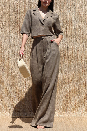 DD8677, Textured One Button Jacket & Pants Set