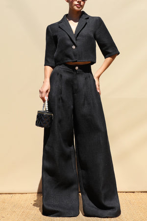 DD8677, Textured One Button Jacket & Pants Set