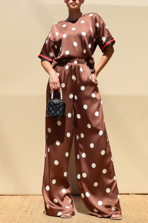 DD8664, Polka Dot Loose Fit Top & Pants Set