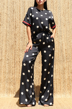 DD8664, Polka Dot Loose Fit Top & Pant Set