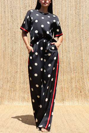 DD8664, Polka Dot Loose Fit Top & Pant Set