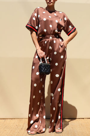 DD8664, Polka Dot Loose Fit Top & Pants Set