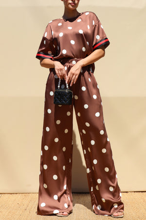 DD8664, Polka Dot Loose Fit Top & Pants Set