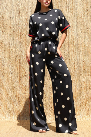 DD8664, Polka Dot Loose Fit Top & Pant Set
