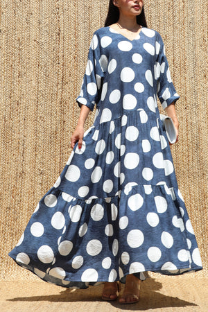 DD8667, Polka Dot Loose Fit Maxi Dress