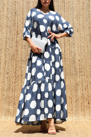 DD8667, Polka Dot Loose Fit Maxi Dress