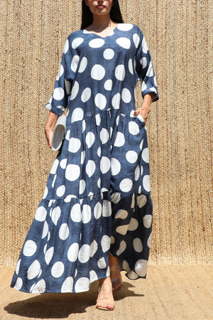 DD8667, Polka Dot Loose Fit Maxi Dress