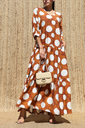 DD8667, Polka Dot Loose Fit Maxi Dress
