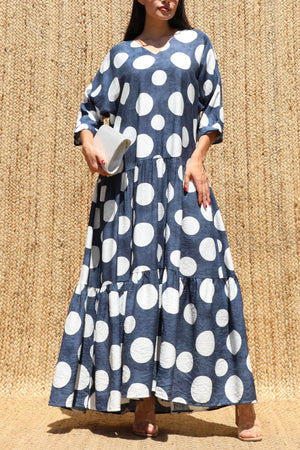 DD8667, Polka Dot Loose Fit Maxi Dress