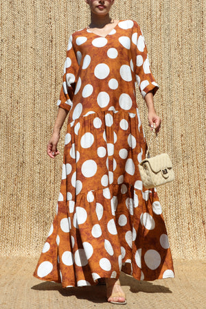 DD8667, Polka Dot Loose Fit Maxi Dress