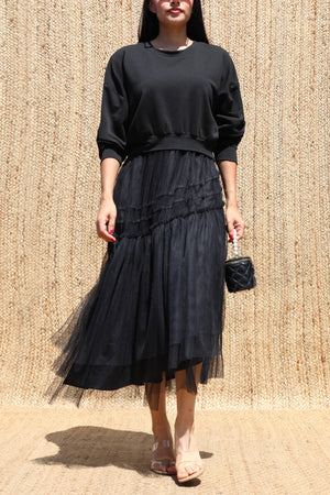 DD8706, Layered Knit Top Tiered Midi Dress