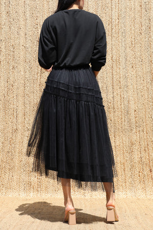 DD8706, Layered Knit Top Tiered Midi Dress