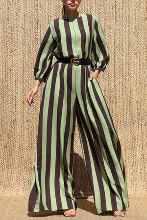 DD8665, Striped Loose Fit Jumpsuit