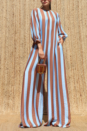 DD8665, Striped Loose Fit Jumpsuit