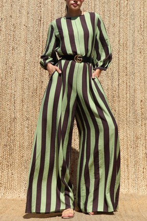 DD8665, Striped Loose Fit Jumpsuit