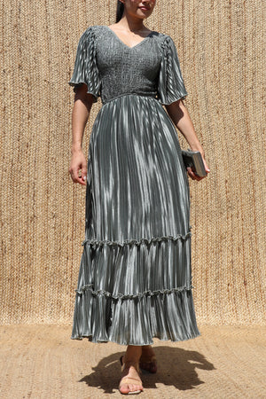 DD7974, Pleated Midi Dress
